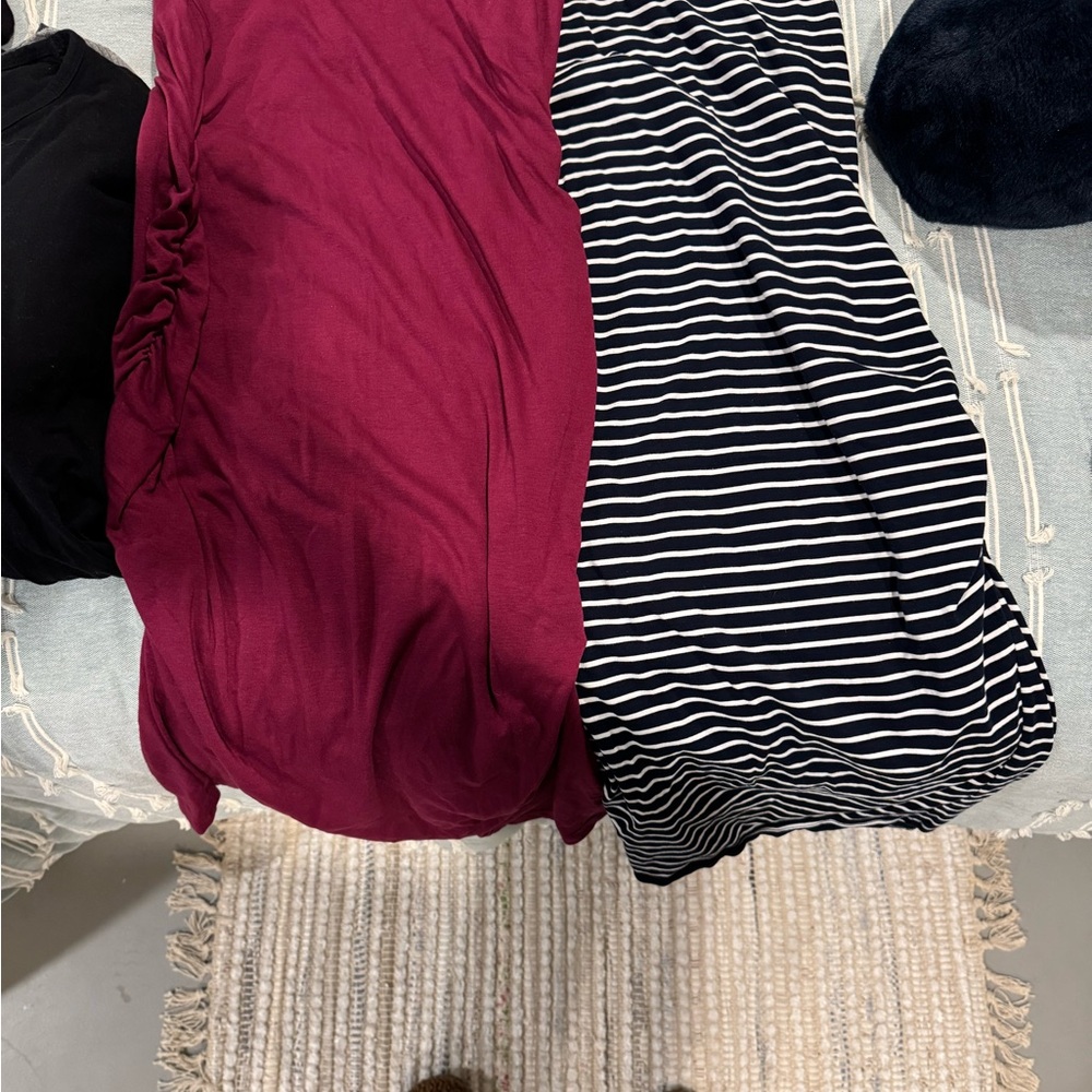 Maternity Black and White dress with Burgundy Dress bundle